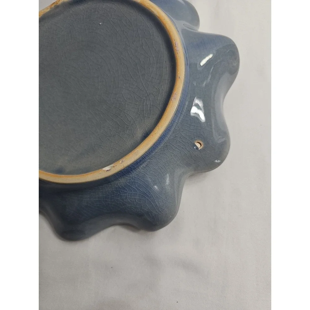 Vintage Periwinkle Art Pottery Bird Water‎ Dish Bowl 9.5